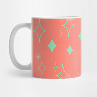 Kawaii Diamond Stars- Coral and Mint Mug